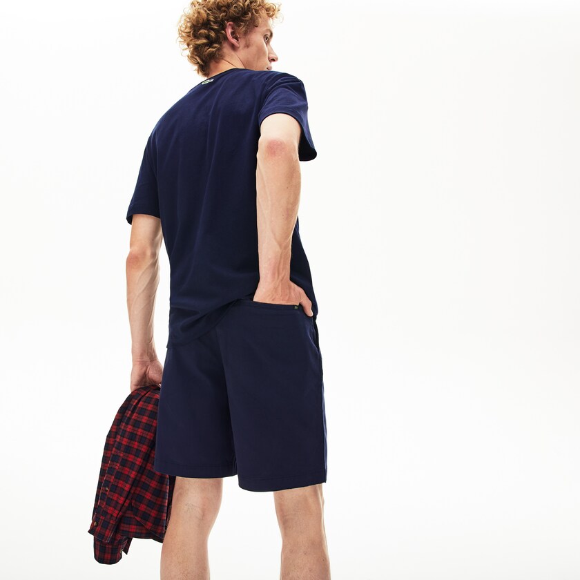 Calção Lacoste Masculino Azul Marinho Azuis Regular Fit Cotton Gabardine Bermuda MD5-03490T7