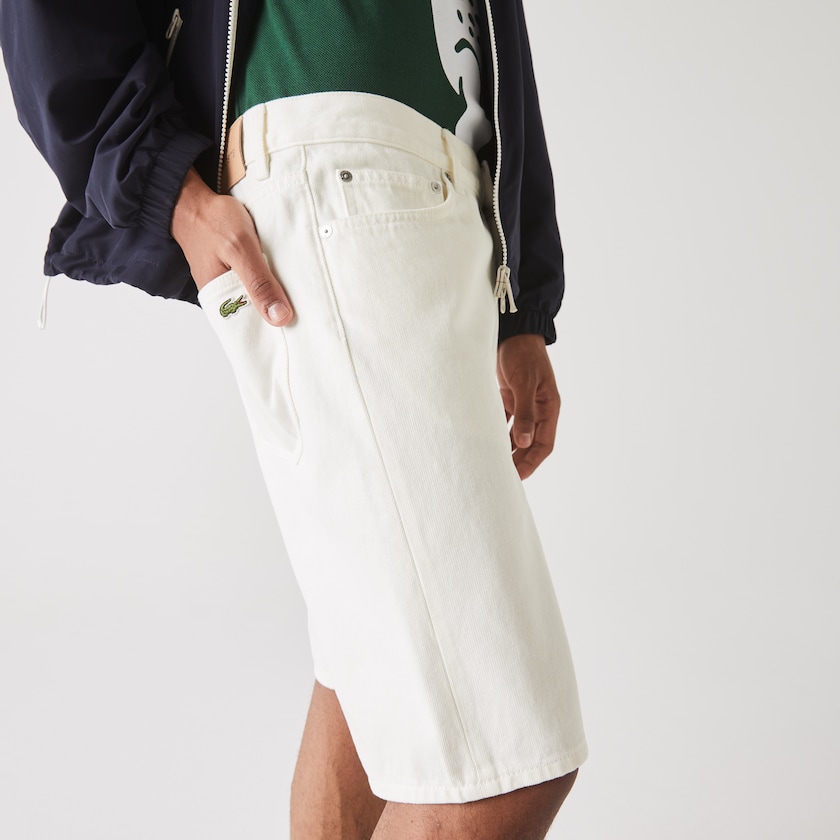 Calção Lacoste Masculino Branco Regular Fit Five-Pocket Denim WF4-61066E5