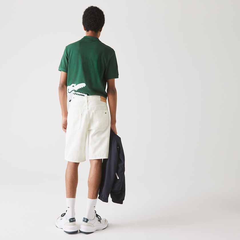Calção Lacoste Masculino Branco Regular Fit Five-Pocket Denim WF4-61066E5