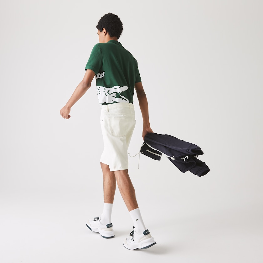 Calção Lacoste Masculino Branco Regular Fit Five-Pocket Denim WF4-61066E5