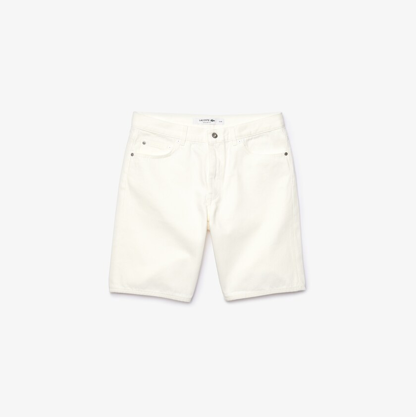 Calção Lacoste Masculino Branco Regular Fit Five-Pocket Denim WF4-61066E5