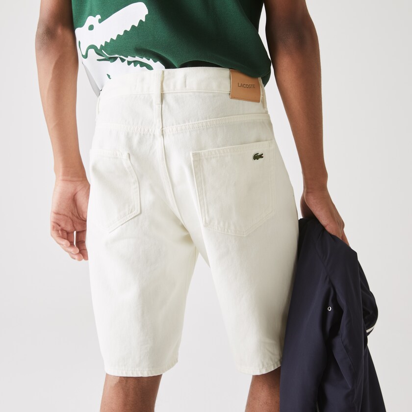 Calção Lacoste Masculino Branco Regular Fit Five-Pocket Denim WF4-61066E5
