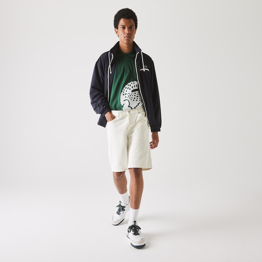 Calção Lacoste Masculino Branco Regular Fit Five-Pocket Denim WF4-61066E5