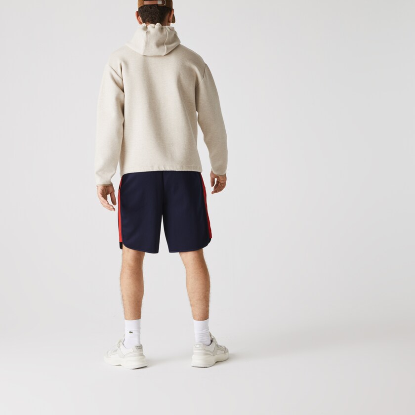 Calção Lacoste Masculino Azul Marinho Azuis Vermelhas SPORT Contrast Bands Cotton Blend KW6-83528V3
