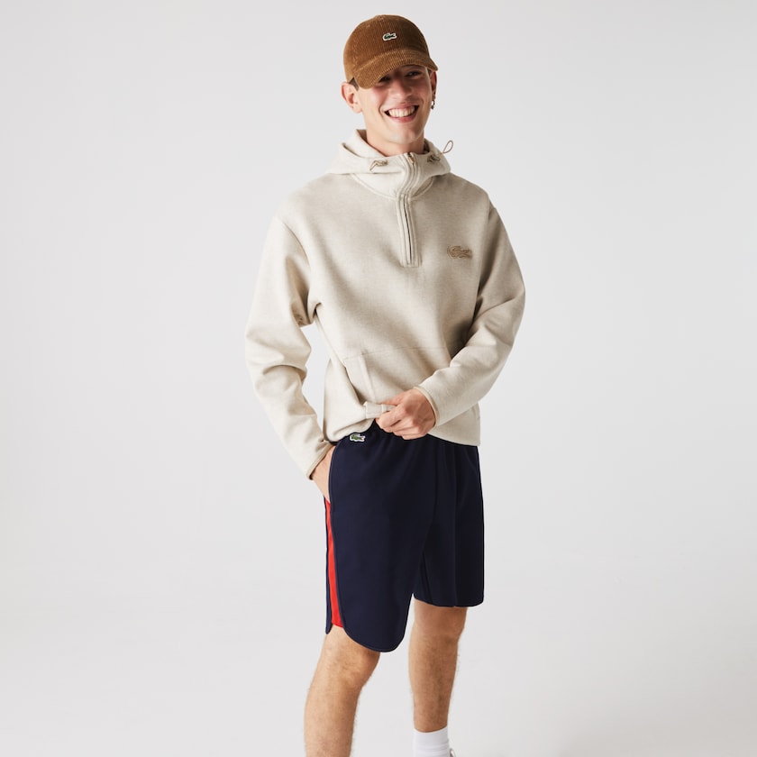 Calção Lacoste Masculino Azul Marinho Azuis Vermelhas SPORT Contrast Bands Cotton Blend KW6-83528V3