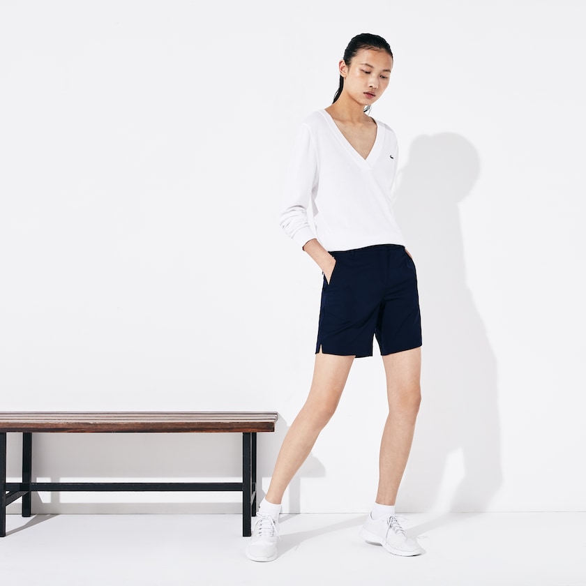 Calção Lacoste Feminino Azul Marinho Azuis SPORT Gabardine Bermuda DM8-55045X3