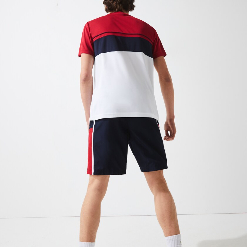 Calção Lacoste Masculino Azul Marinho Azuis Vermelhas Branco SPORT Taffeta Tennis DD4-93499X1