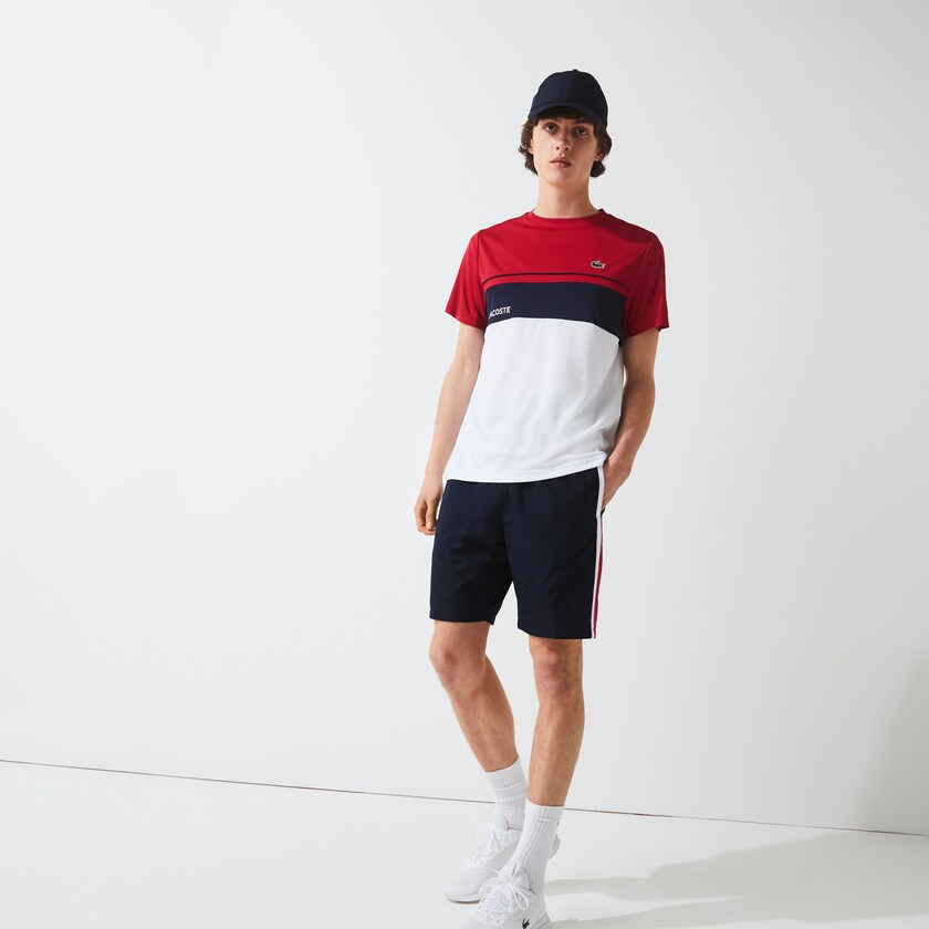 Calção Lacoste Masculino Azul Marinho Azuis Vermelhas Branco SPORT Taffeta Tennis DD4-93499X1