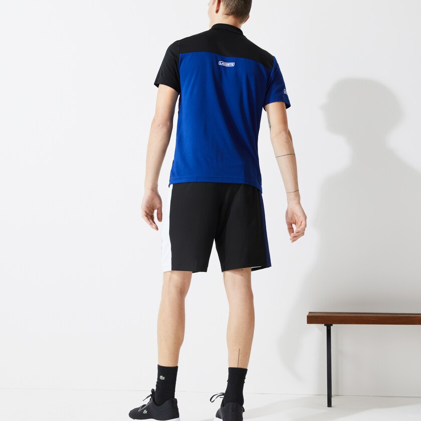 Calção Lacoste Masculino Pretas Azuis Branco Azuis SPORT Two-Ply Colorblock Tennis FG0-11181R6