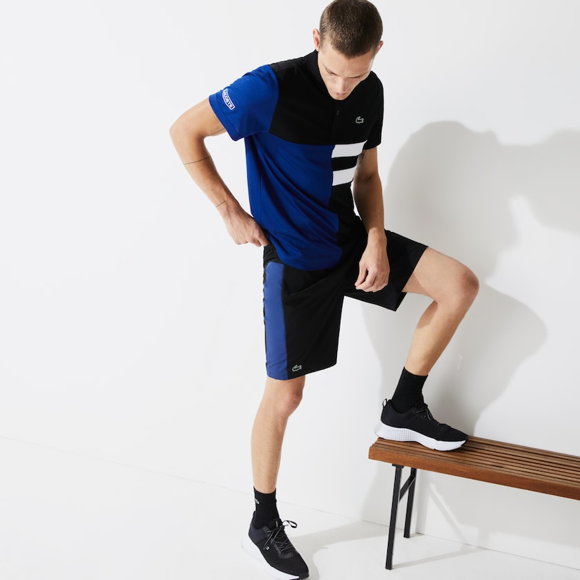 Calção Lacoste Masculino Pretas Azuis Branco Azuis SPORT Two-Ply Colorblock Tennis FG0-11181R6