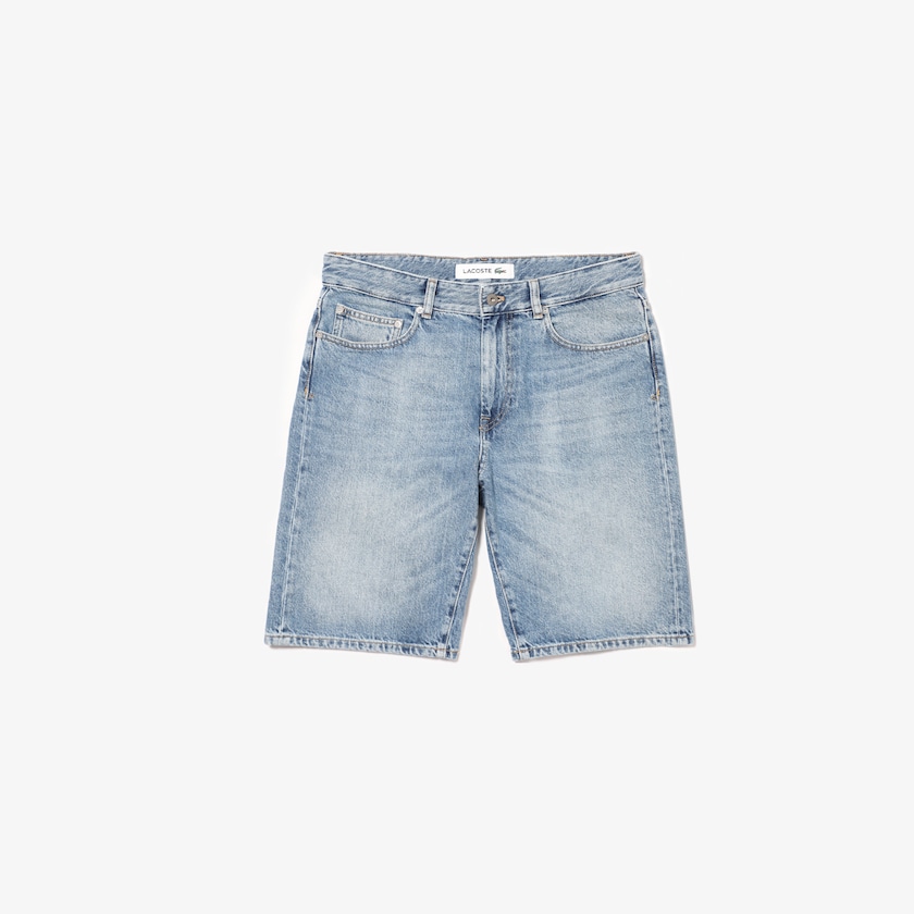 Calção Lacoste Masculino Azuis Slim Fit Cotton Denim Bermuda CR3-54765Y9