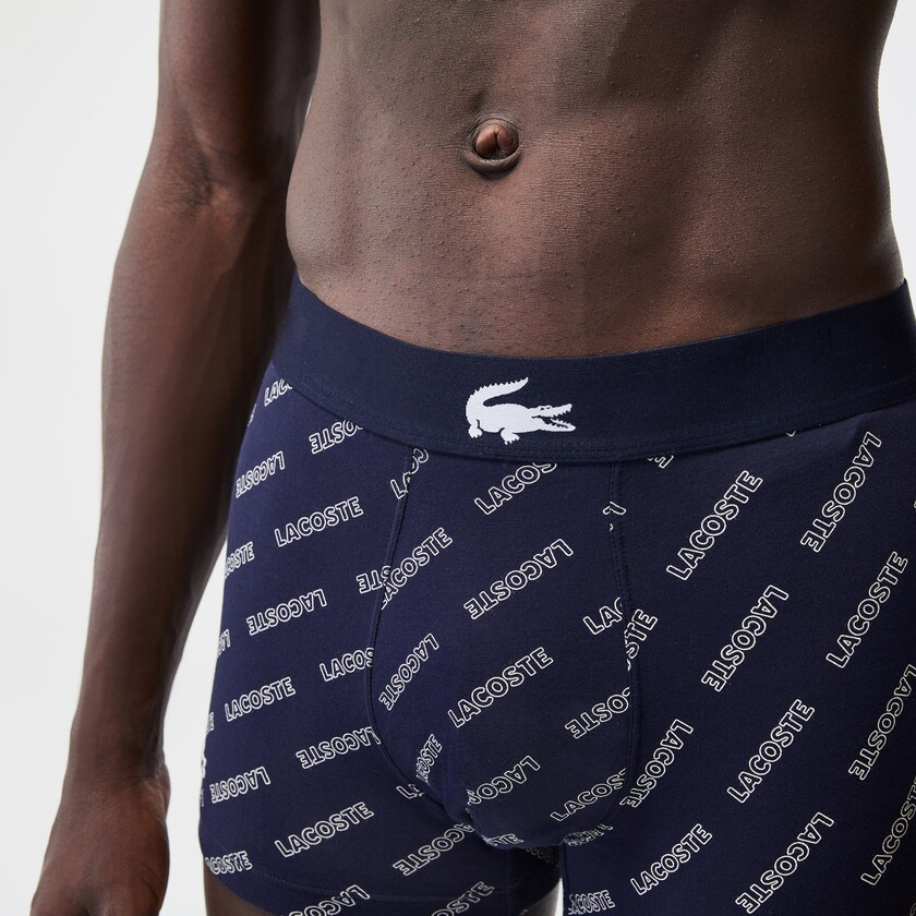 Calção Lacoste Masculino Azul Marinho Azuis Branco Cinzentas Azul Marinho Azuis Stretch Cotton Trunk 3-Pack PZ6-68586O7