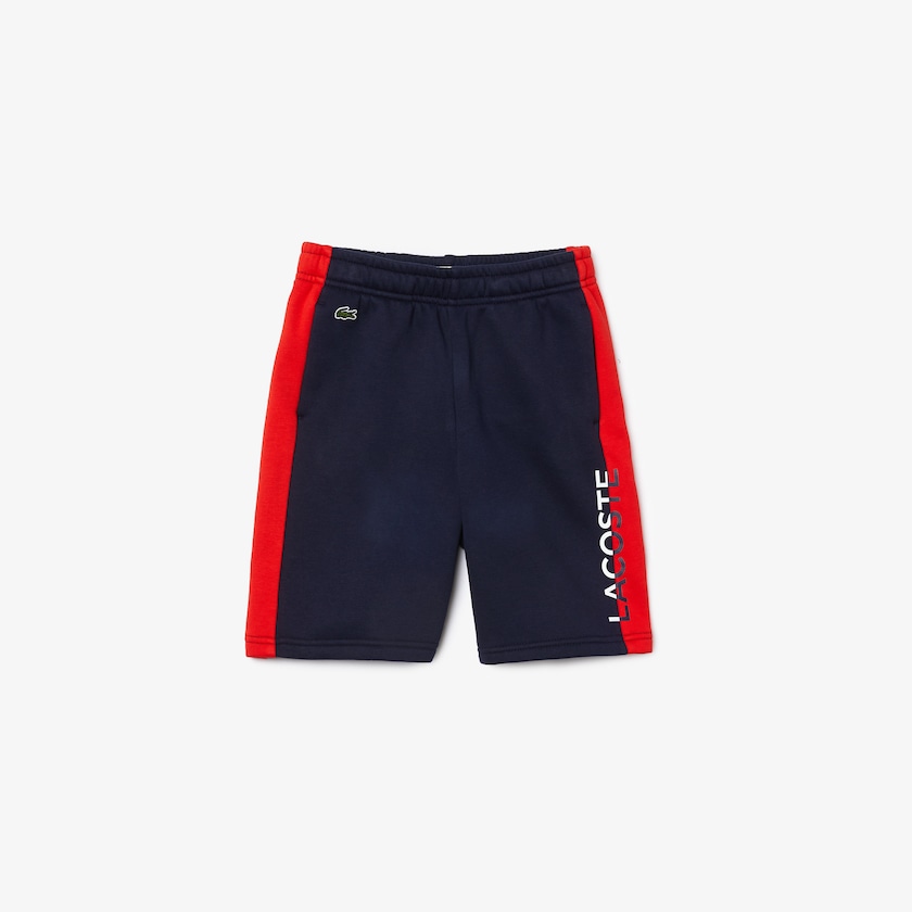 Calção Lacoste Criança Azul Marinho Azuis Vermelhas Two-Tone Fleece SL6-77777X7