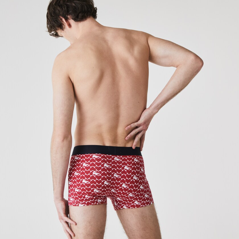 Calção Lacoste Masculino Vermelhas Azul Marinho Azuis Branco Valentine's Day Stretch Cotton Trunk 3-Pack YS0-20492C9