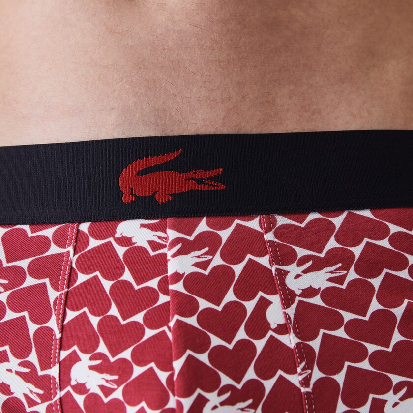 Calção Lacoste Masculino Vermelhas Azul Marinho Azuis Branco Valentine's Day Stretch Cotton Trunk 3-Pack YS0-20492C9