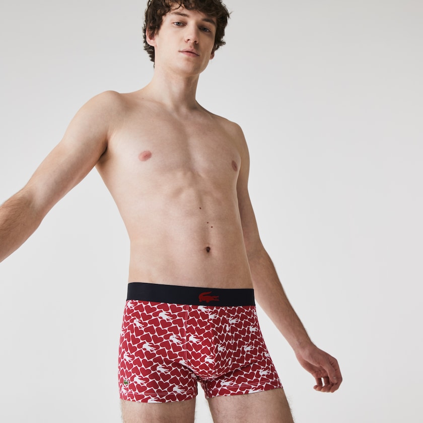 Calção Lacoste Masculino Vermelhas Azul Marinho Azuis Branco Valentine\'s Day Stretch Cotton Trunk 3-Pack YS0-20492C9