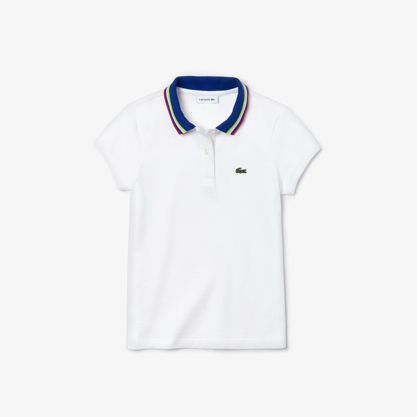 Camisa Polo Lacoste Criança Branco A-Line Cotton Piqué MS6-47124H1
