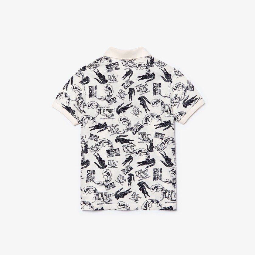 Camisa Polo Lacoste Criança Branco Azul Marinho Azuis All-Over Croc Print Cotton Petit Piqué CY1-43024E9