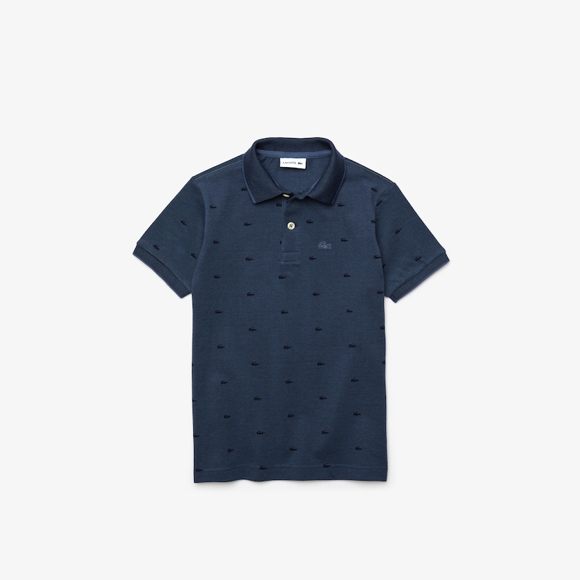 Camisa Polo Lacoste Criança Azuis Azul Marinho Azuis Allover Croc-Print PI6-75697Q1