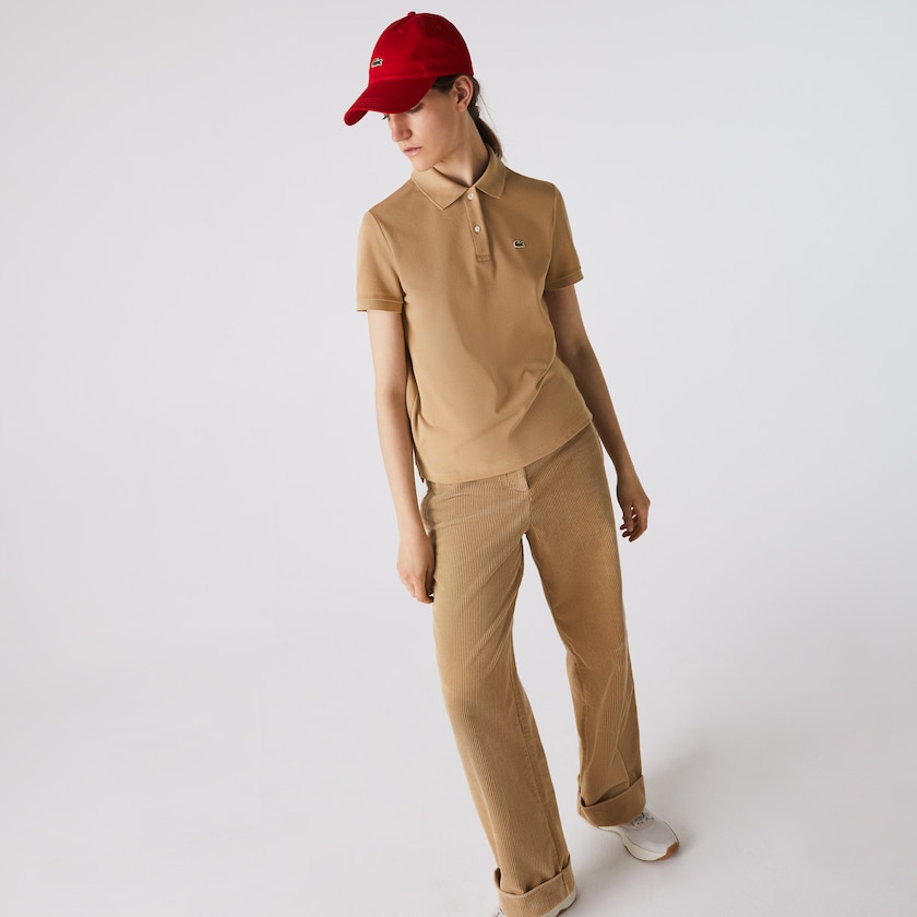 Camisa Polo Lacoste Feminino Bege Classic Fit Soft Cotton Petit Piqué NM5-47744T3
