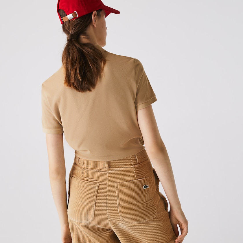 Camisa Polo Lacoste Feminino Bege Classic Fit Soft Cotton Petit Piqué NM5-47744T3