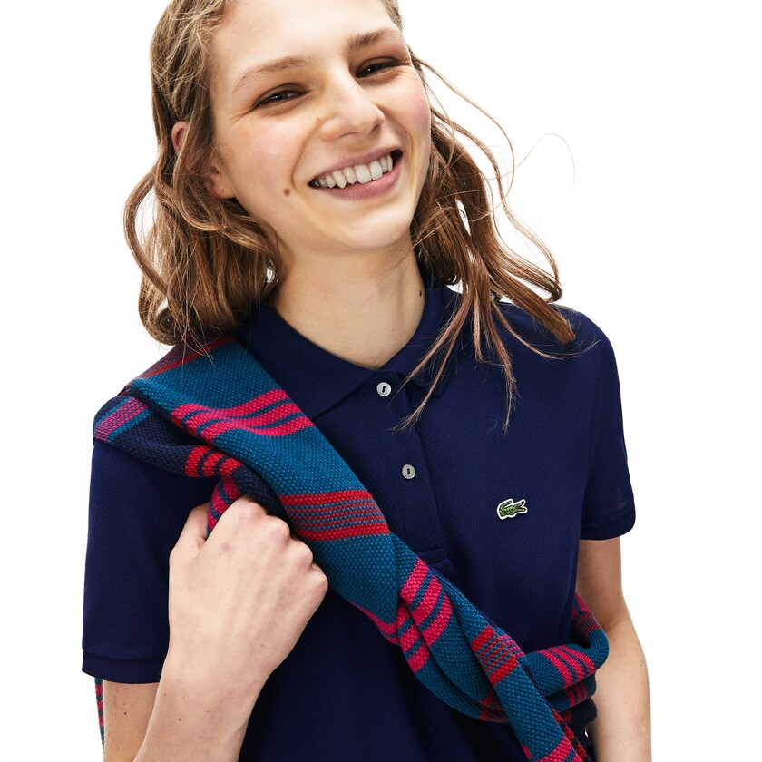 Camisa Polo Lacoste Feminino Azul Marinho Azuis Classic Fit Soft Cotton Petit Piqué QS0-71047W9