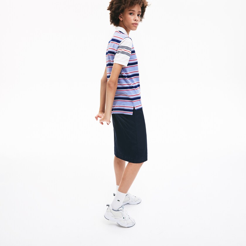 Camisa Polo Lacoste Feminino Roxo Azul Marinho Azuis Branco Vermelhas Luz Rosa Classic Fit Striped Cotton BW1-48364F8