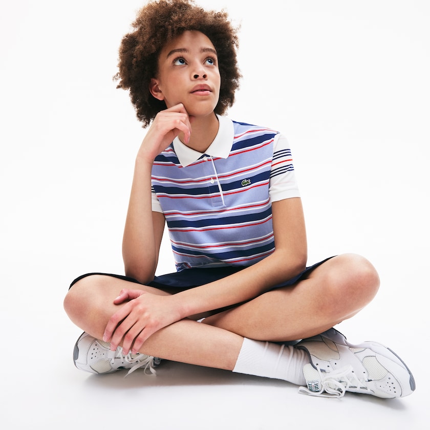 Camisa Polo Lacoste Feminino Roxo Azul Marinho Azuis Branco Vermelhas Luz Rosa Classic Fit Striped Cotton BW1-48364F8