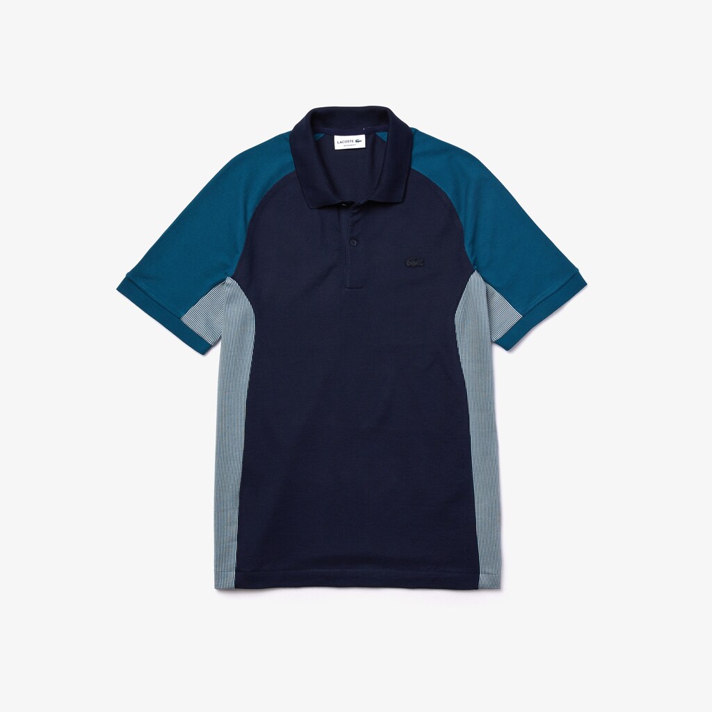 Camisa Polo Lacoste Masculino Azul Marinho Azuis Cinzentas Azul Marinho Azuis Colorblock Piqué AZ8-19291C1