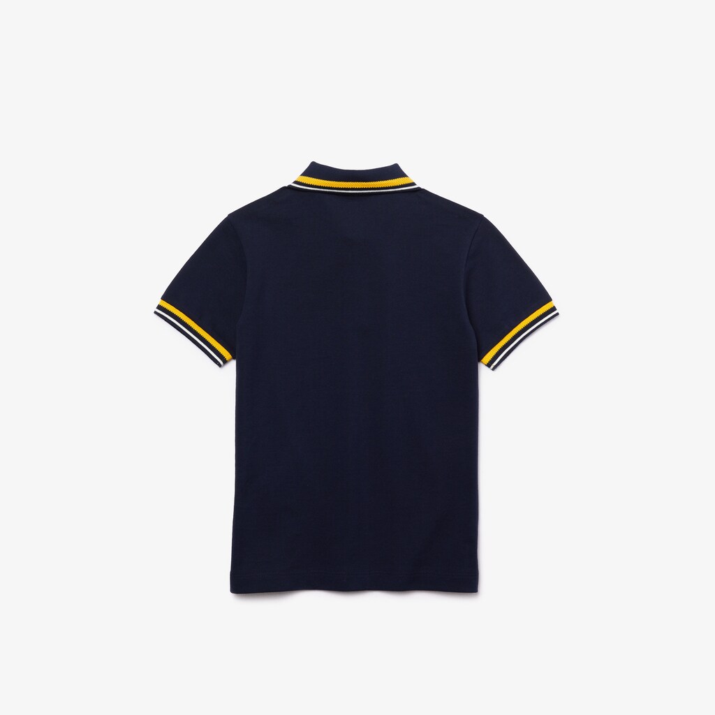 Camisa Polo Lacoste Criança Azul Marinho Azuis Branco Contrast Detail Cotton Piqué CP6-29602I6