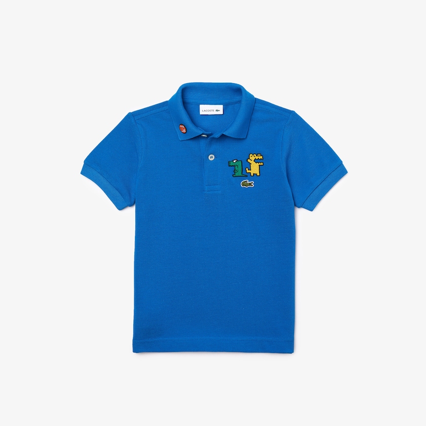 Camisa Polo Lacoste Criança Azuis Fun Crocodiles Cotton Piqué UJ3-65966Y2