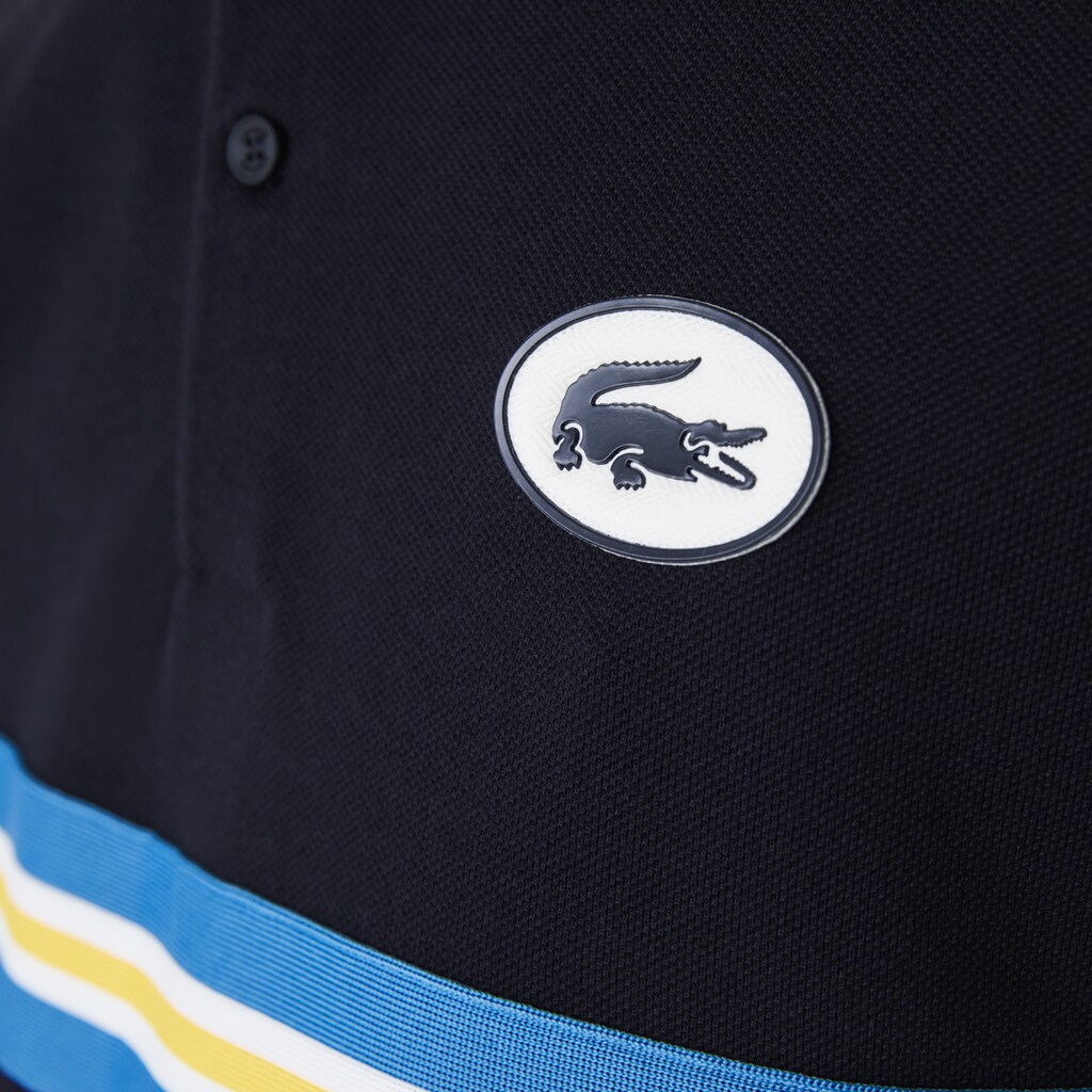 Camisa Polo Lacoste Masculino Azul Marinho Azuis Heritage Regular Fit Badge Cotton Piqué HR4-46474C6