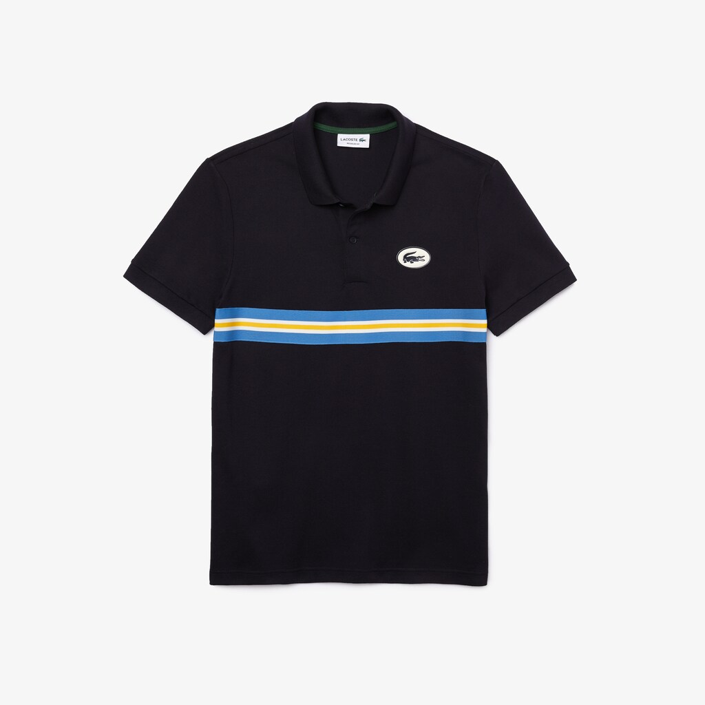 Camisa Polo Lacoste Masculino Azul Marinho Azuis Heritage Regular Fit Badge Cotton Piqué HR4-46474C6