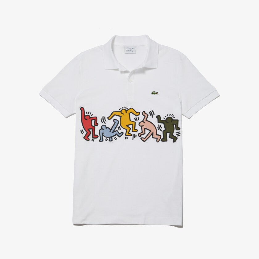 Camisa Polo Lacoste Masculino Branco Branco Keith Haring Print Piqué MA6-83988P8