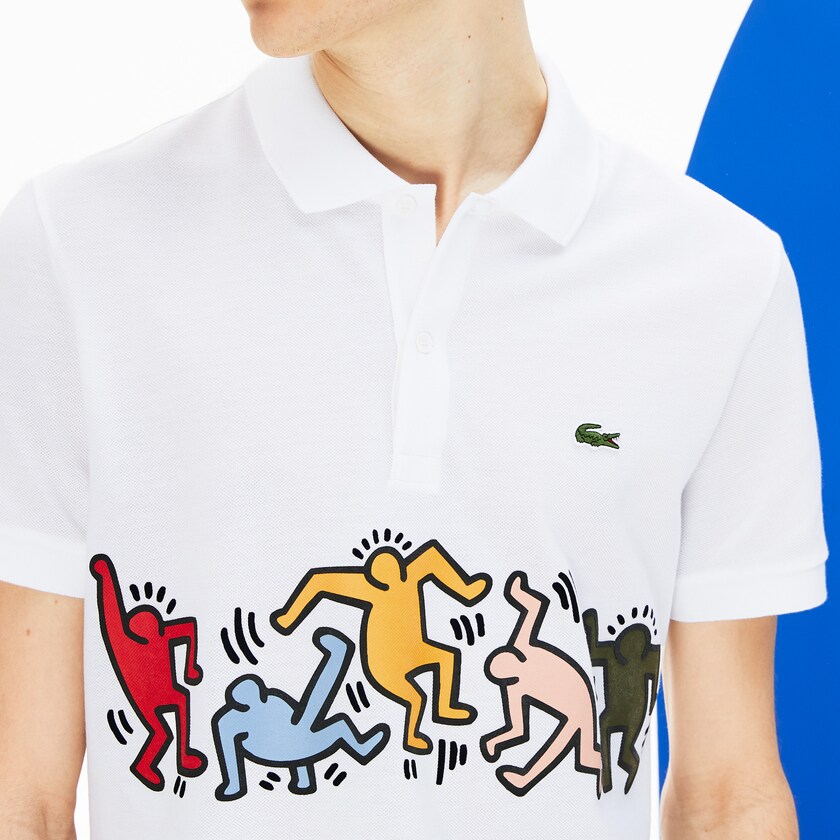 Camisa Polo Lacoste Masculino Branco Branco Keith Haring Print Piqué MA6-83988P8