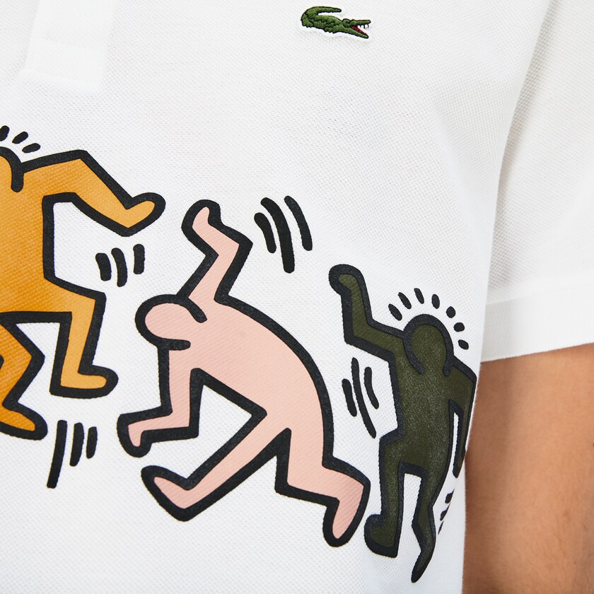 Camisa Polo Lacoste Masculino Branco Branco Keith Haring Print Piqué MA6-83988P8