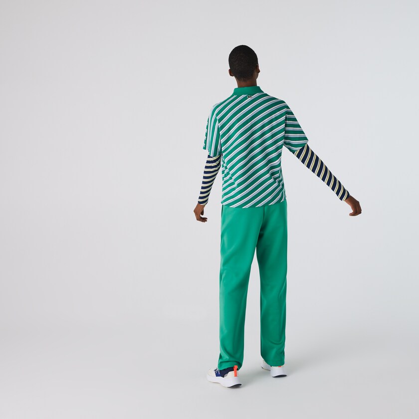 Camisa Polo Lacoste Feminino Verdes Branco LIVE Loose Fit Badge Striped Cotton Piqué WU6-17491P4