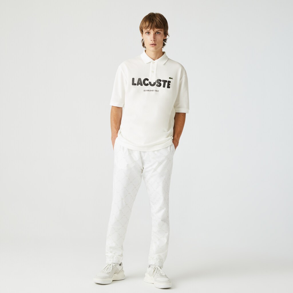 Camisa Polo Lacoste Masculino Branco Pretas LIVE Loose Fit Branded Cotton Piqué KL9-12621U2