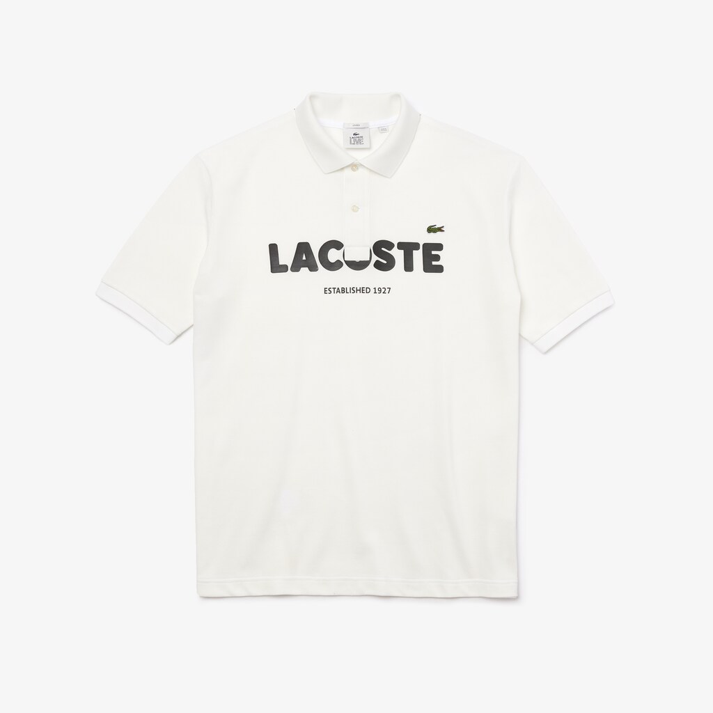 Camisa Polo Lacoste Masculino Branco Pretas LIVE Loose Fit Branded Cotton Piqué KL9-12621U2