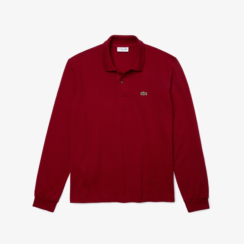 Camisa Polo Lacoste Masculino Vermelhas Escuro Long-Sleeve Classic Fit L.12.12 LY6-57285Y4
