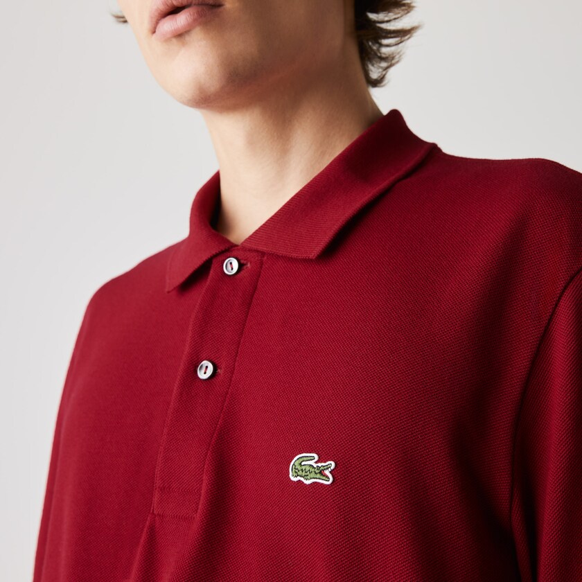 Camisa Polo Lacoste Masculino Vermelhas Escuro Long-Sleeve Classic Fit L.12.12 LY6-57285Y4