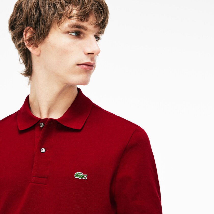 Camisa Polo Lacoste Masculino Vermelhas Escuro Long-Sleeve Classic Fit L.12.12 LY6-57285Y4
