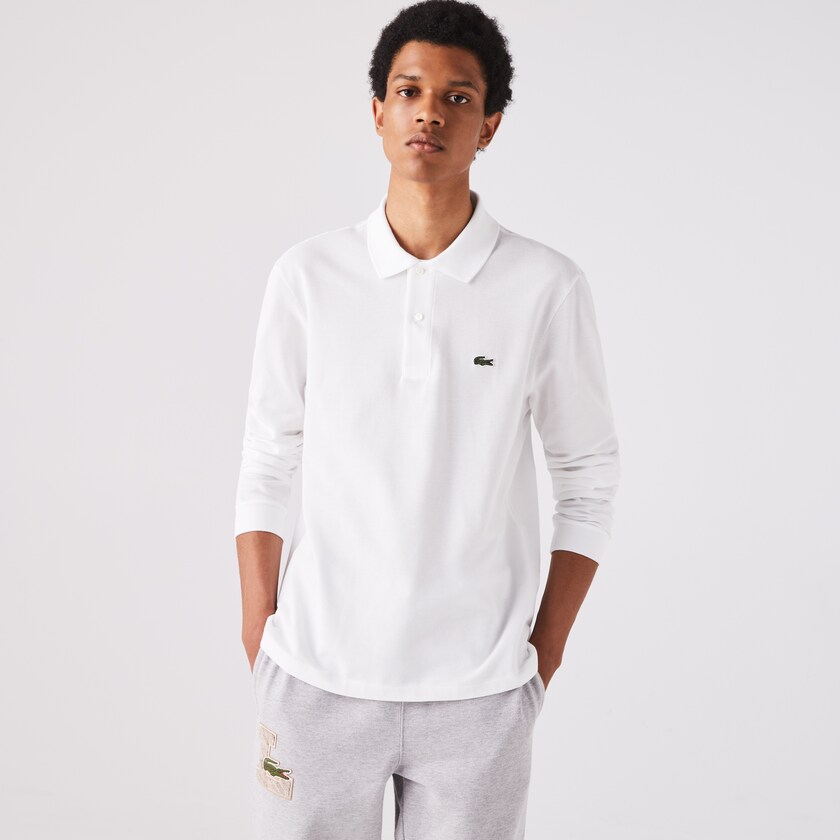 Camisa Polo Lacoste Masculino Branco Long-Sleeve Classic Fit L.12.12 EU3-71837F3