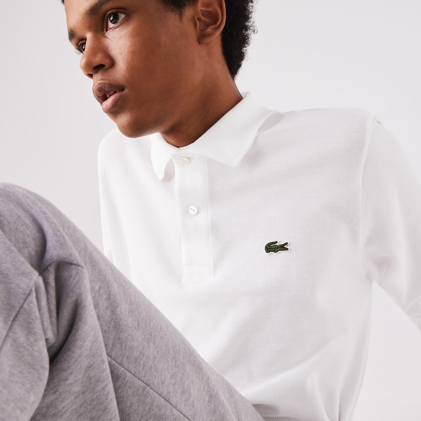 Camisa Polo Lacoste Masculino Branco Long-Sleeve Classic Fit L.12.12 EU3-71837F3