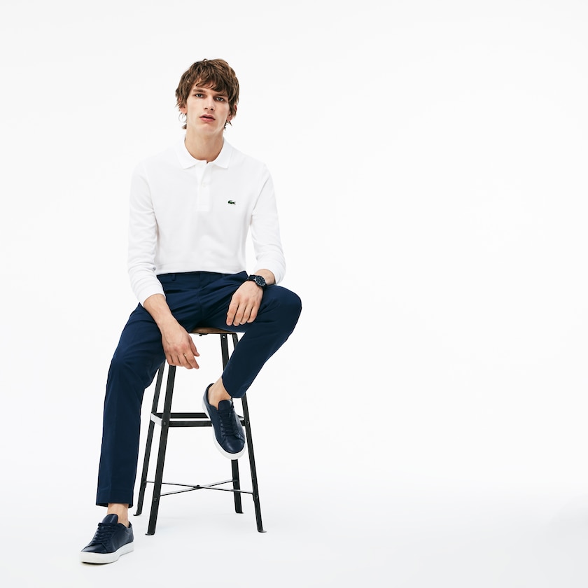 Camisa Polo Lacoste Masculino Branco Long-Sleeve Classic Fit L.12.12 EU3-71837F3