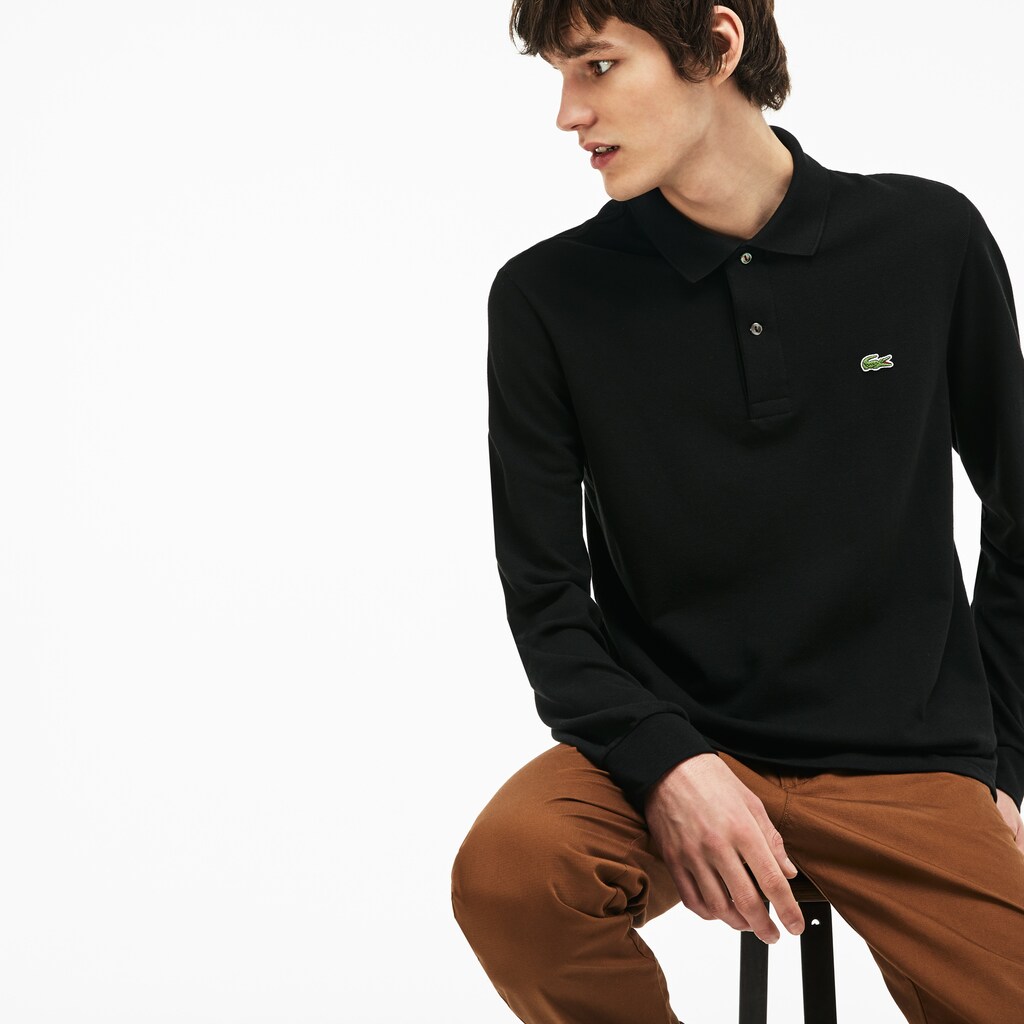 Camisa Polo Lacoste Masculino Pretas Long-Sleeve Classic Fit L.12.12 TK2-85848E6