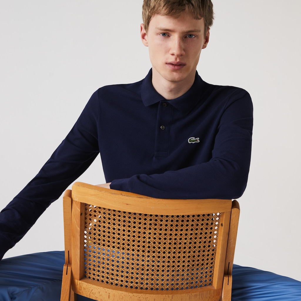 Camisa Polo Lacoste Masculino Azul Marinho Azuis Long-Sleeve Classic Fit L.12.12 YU9-91099K1