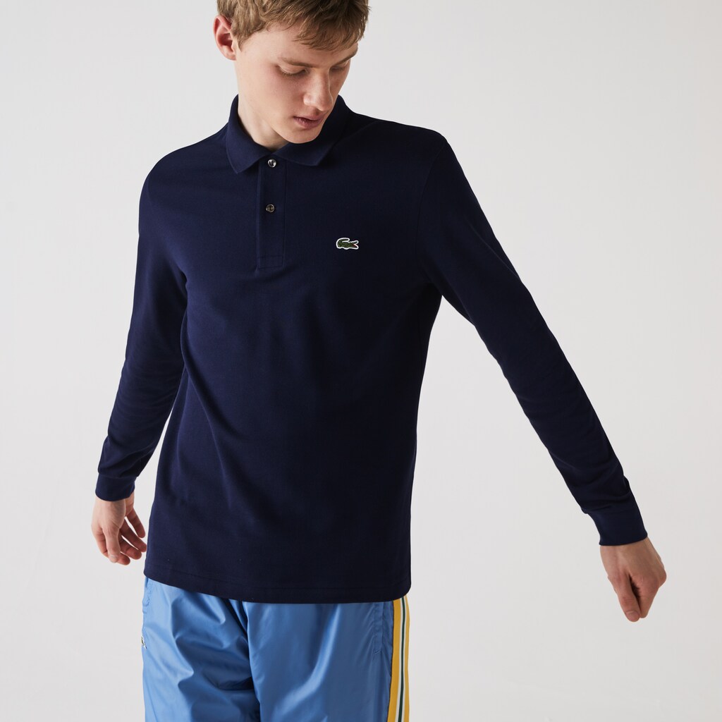 Camisa Polo Lacoste Masculino Azul Marinho Azuis Long-Sleeve Classic Fit L.12.12 YU9-91099K1