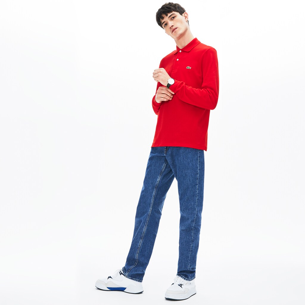 Camisa Polo Lacoste Masculino Vermelhas Long-Sleeve Classic Fit L.12.12 RV5-28032X2
