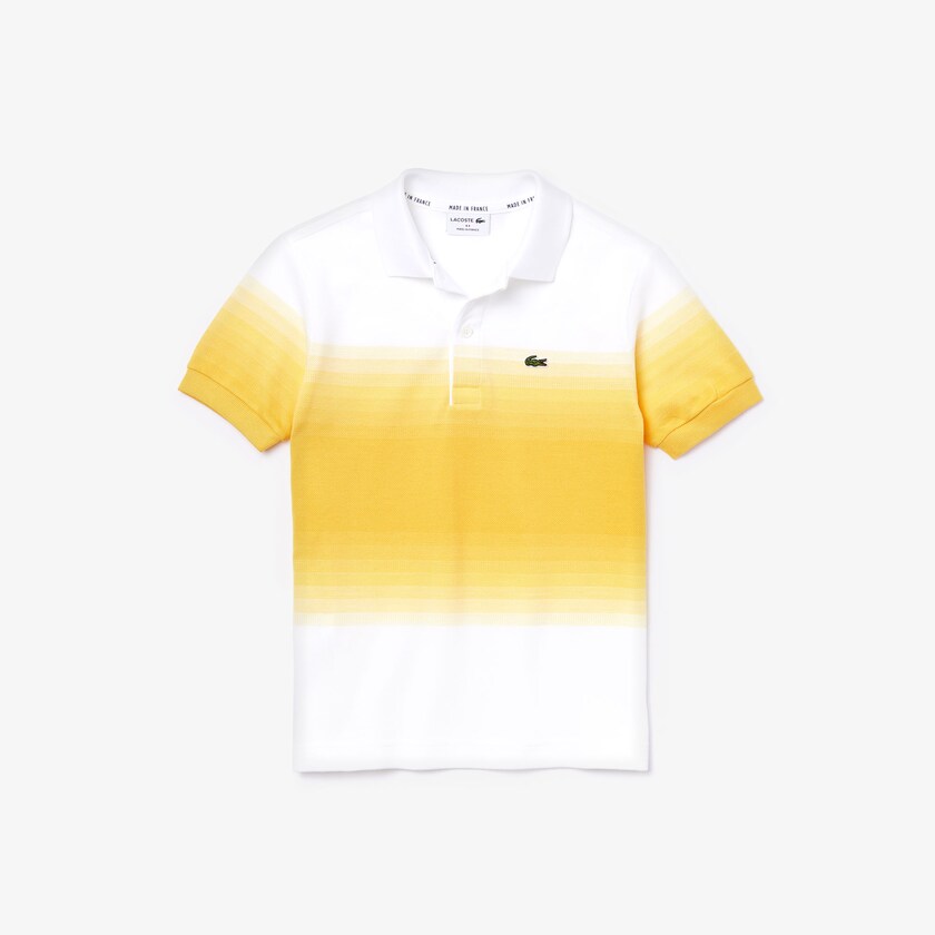 Camisa Polo Lacoste Criança Branco Amarelas Made in France Cotton Petit Piqué Ombré HJ2-49894V3